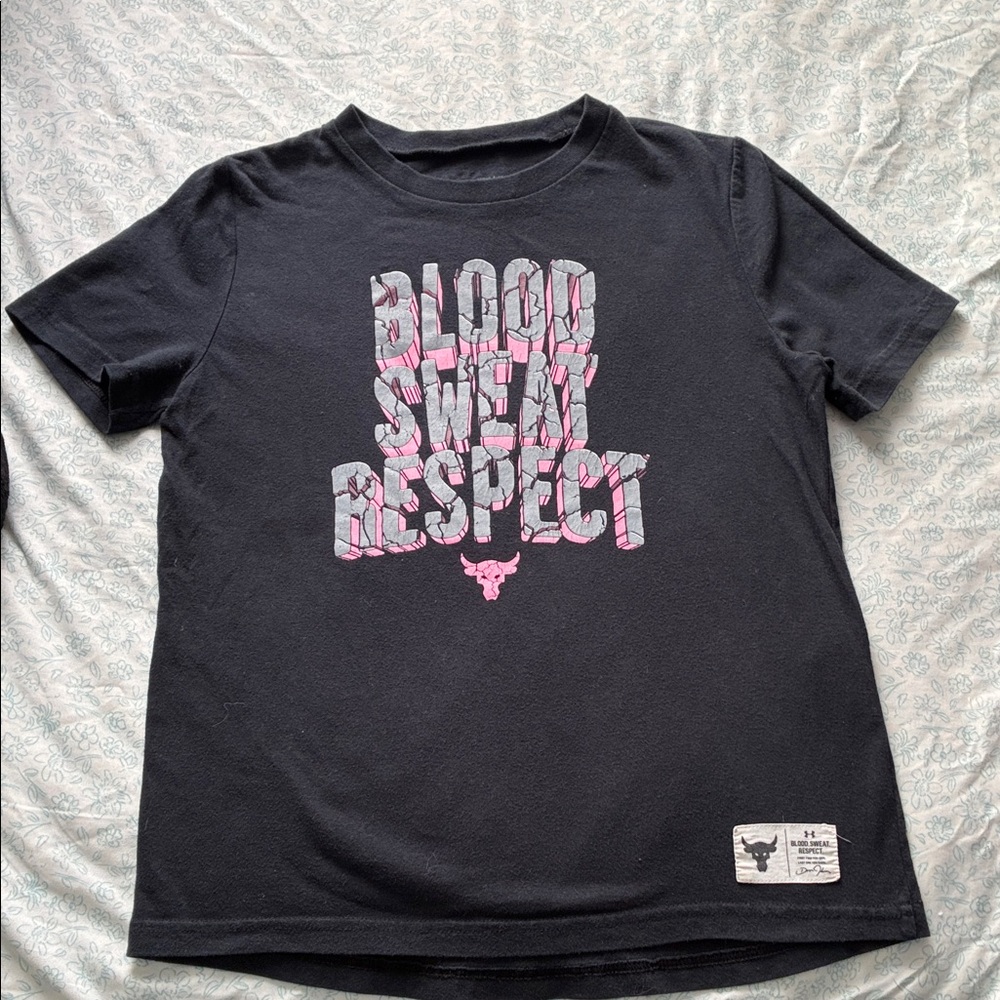 Under Armour Black and Pink Kids T-Shirt